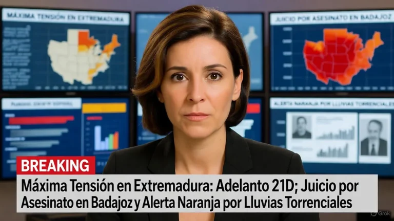 Máxima Tensión en Extremadura: Adelanto 21D; Juicio por Asesinato en Badajoz y Alerta Naranja por Lluvias Torrenciales