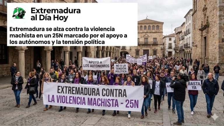 Extremadura se alza contra la violencia machista en un 25N marcado por el apoyo a los autónomos y la tensión política