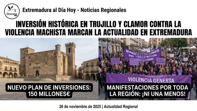 Inversión histórica en Trujillo y clamor contra la violencia machista marcan la actualidad en Extremadura