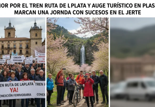 Clamor por el tren Ruta de la Plata y auge turístico en Plasencia marcan una jornada con sucesos en el Jerte