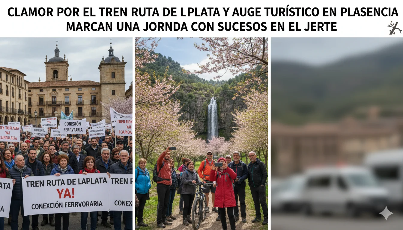 Clamor por el tren Ruta de la Plata y auge turístico en Plasencia marcan una jornada con sucesos en el Jerte
