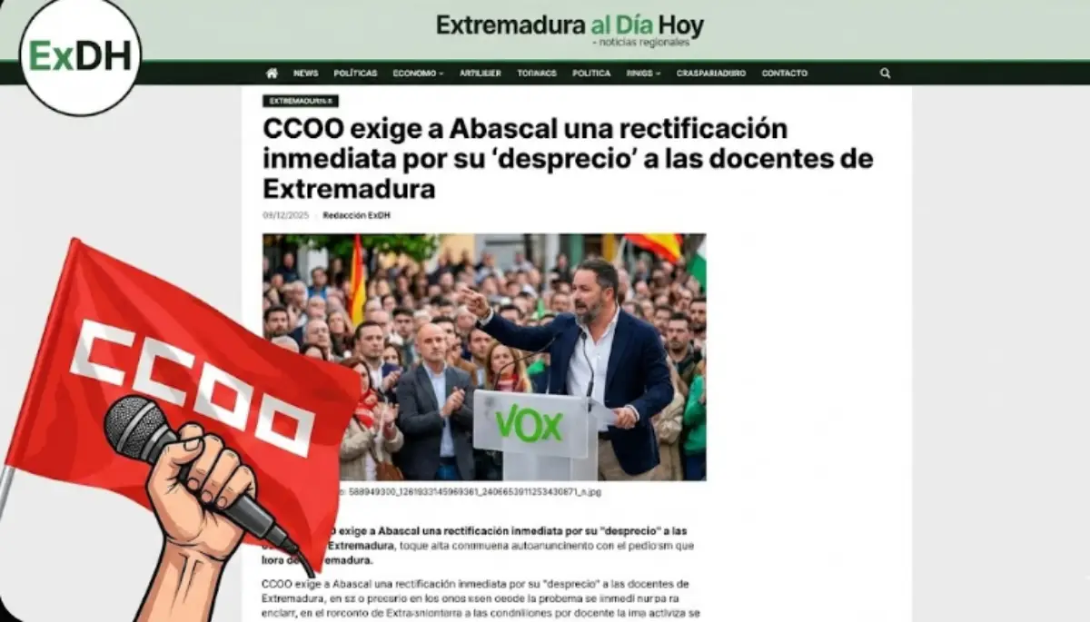 CCOO exige a Abascal una rectificación inmediata por su "desprecio" a las docentes de Extremadura
