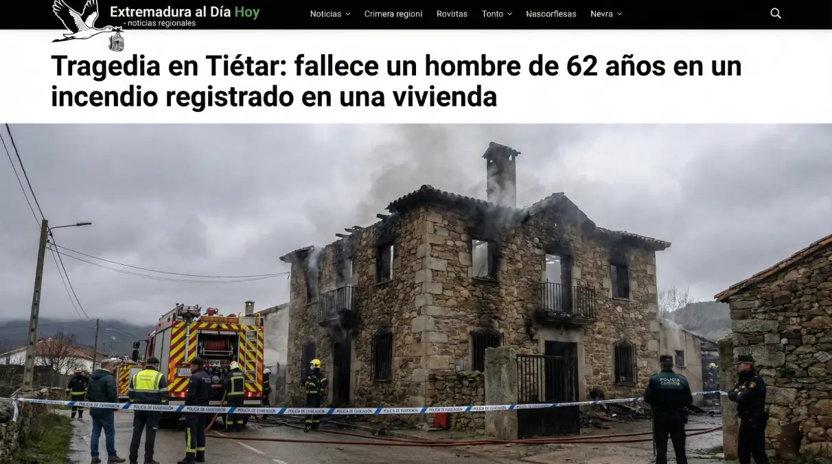 Tragedia en Tiétar: fallece un hombre de 62 años en un incendio registrado en una vivienda