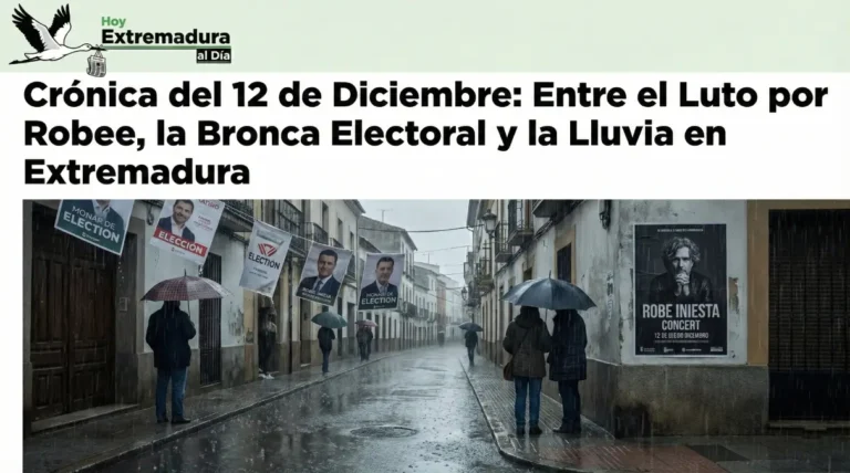 Crónica del 12 de Diciembre: Entre el Luto por Robe; la Bronca Electoral y la Lluvia en Extremadura