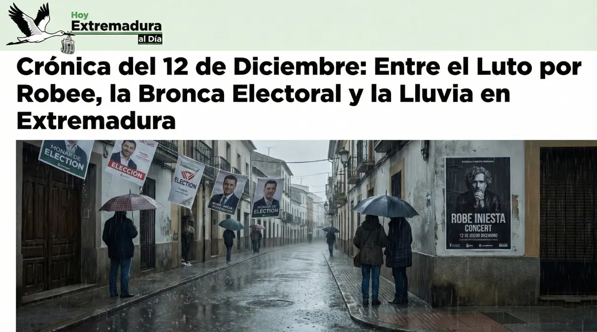 Crónica del 12 de Diciembre: Entre el Luto por Robe; la Bronca Electoral y la Lluvia en Extremadura