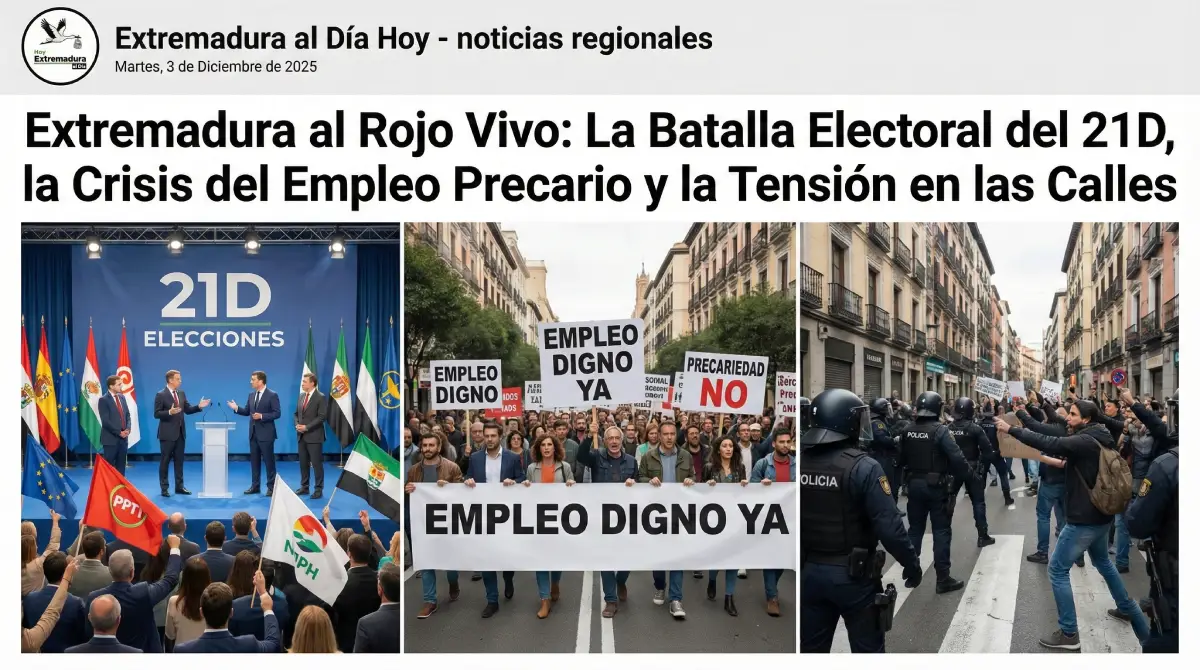 Extremadura al Rojo Vivo: La Batalla Electoral del 21D, la Crisis del Empleo Precario y la Tensión en las Calles