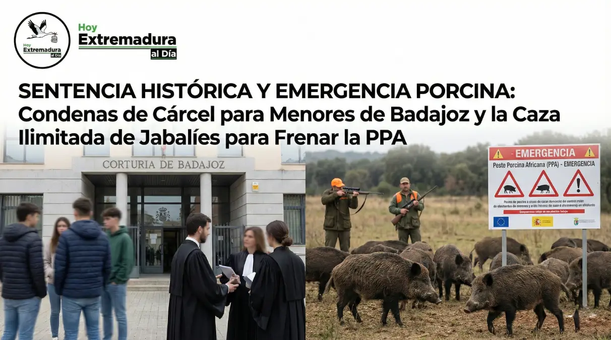 SENTENCIA HISTÓRICA Y EMERGENCIA PORCINA: Condenas de Cárcel para Menores de Badajoz y la Caza Ilimitada de Jabalíes para Frenar la PPA