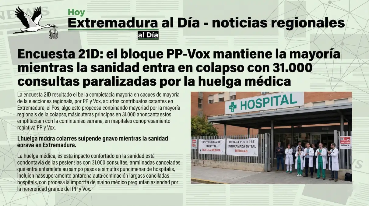Encuesta 21D: el bloque PP-Vox mantiene la mayoría mientras la sanidad entra en colapso con 31.000 consultas paralizadas por la huelga médica