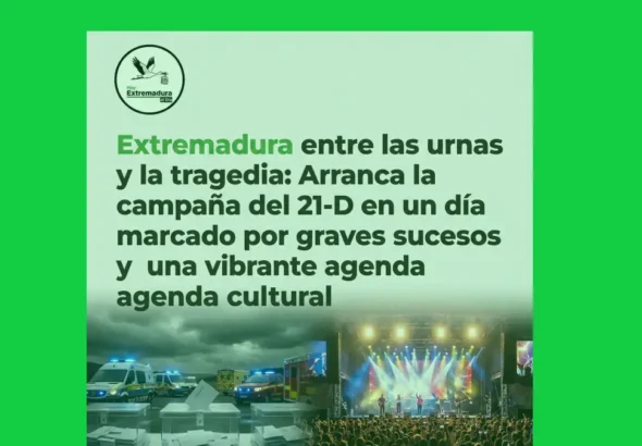 Extremadura entre las urnas y la tragedia: Arranca la campaña del 21-D en un día marcado por graves sucesos y una vibrante agenda cultural