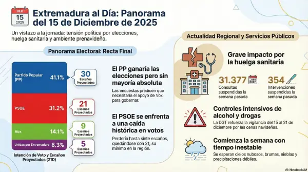 Encuesta 21D: el bloque PP-Vox mantiene la mayoría mientras la sanidad entra en colapso con 31.000 consultas paralizadas por la huelga médica