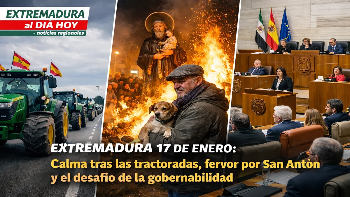 EXTREMADURA 17 DE ENERO: Calma tras las tractoradas; fervor por San Antón