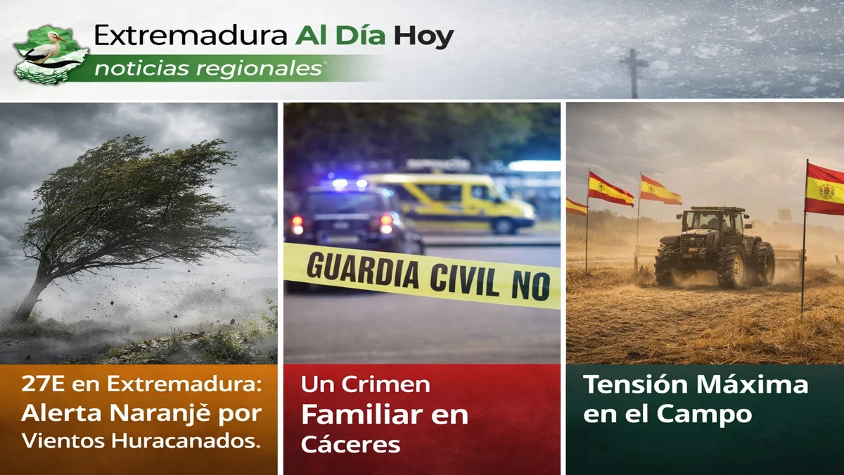 27E en Extremadura: Alerta Naranja por Vientos Huracanados un Crimen Familiar en Cáceres