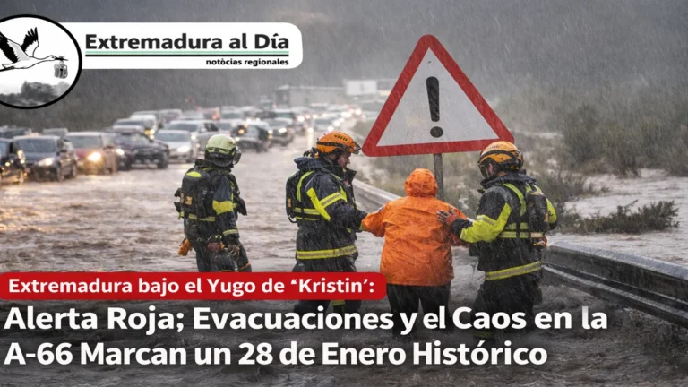 Extremadura bajo el Yugo de 'Kristin': Alerta Roja; Evacuaciones y el Caos en la A-66 Marcan un 28 de Enero Histórico
