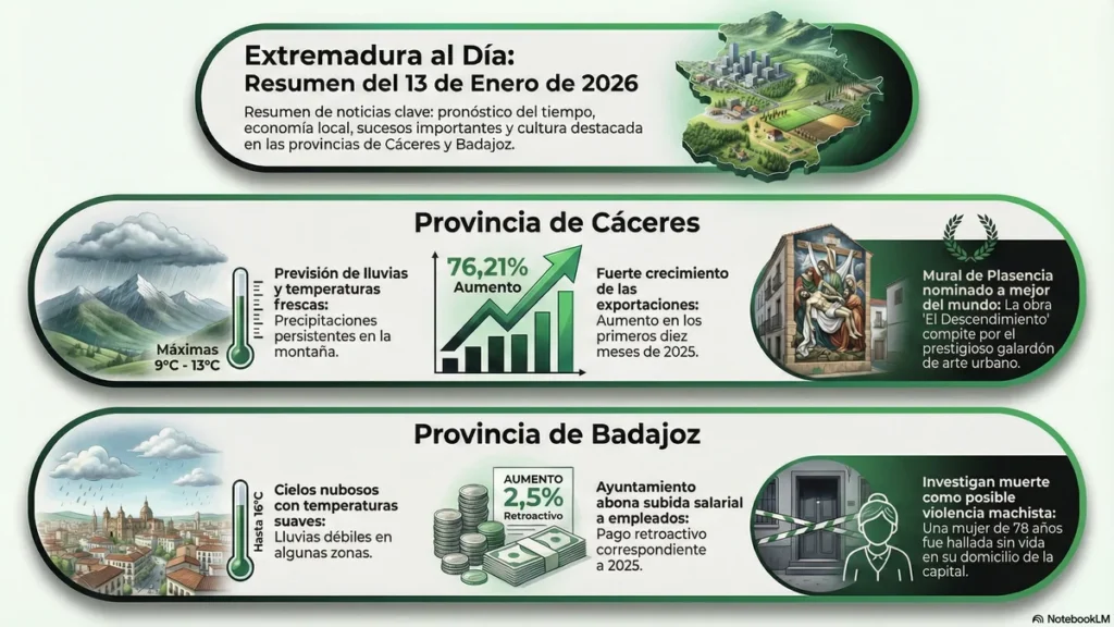 EXTREMADURA HOY 13 DE ENERO: Pulso por la Junta; Tragedia en Badajoz 