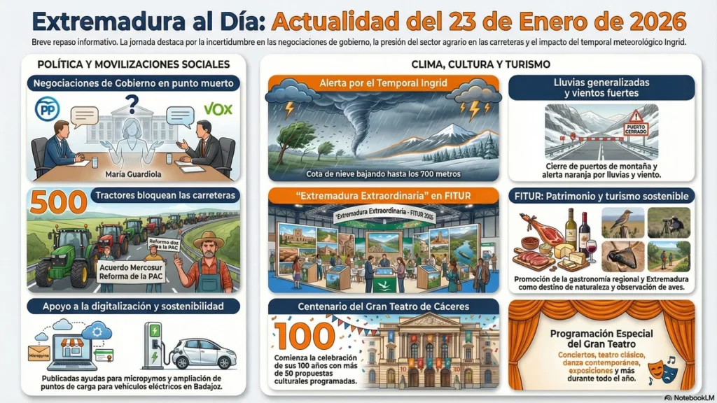EXTREMADURA 23 DE ENERO: Pulso político PP-Vox, el campo en pie de guerra