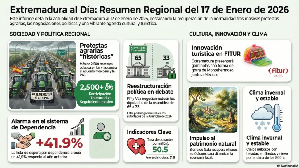 EXTREMADURA 17 DE ENERO: Calma tras las tractoradas; fervor por San Antón