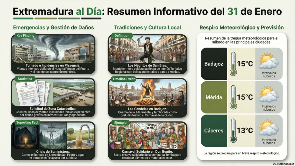 Extremadura tras el paso del tornado en Plasencia: tregua del tiempo