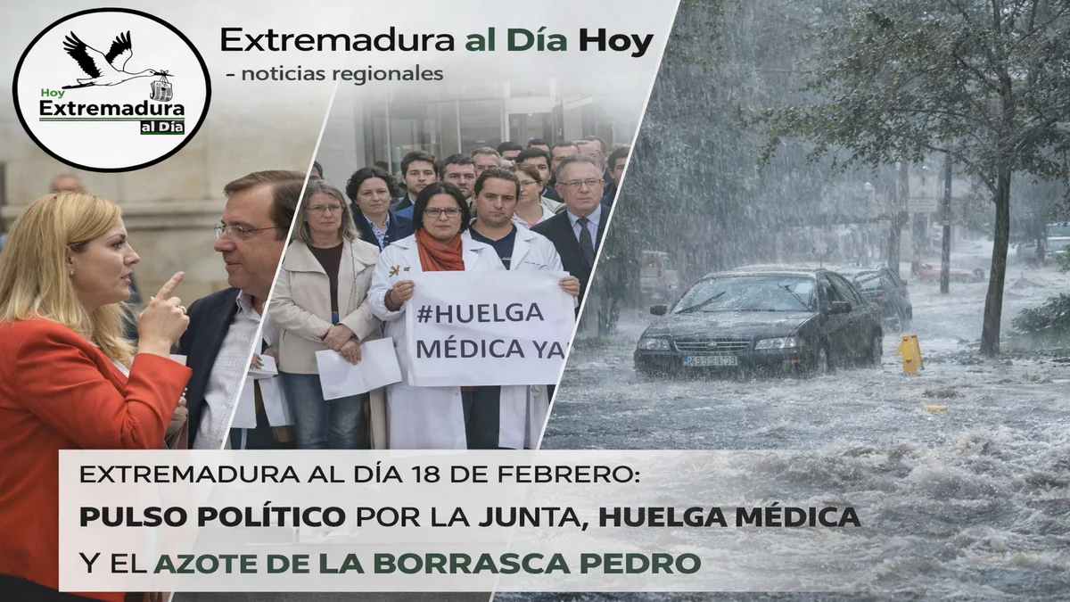 EXTREMADURA AL DÍA 18 DE FEBRERO: PULSO POLÍTICO POR LA JUNT, HUELGA MÉDICA Y EL AZOTE DE LA BORRASCA PEDRO