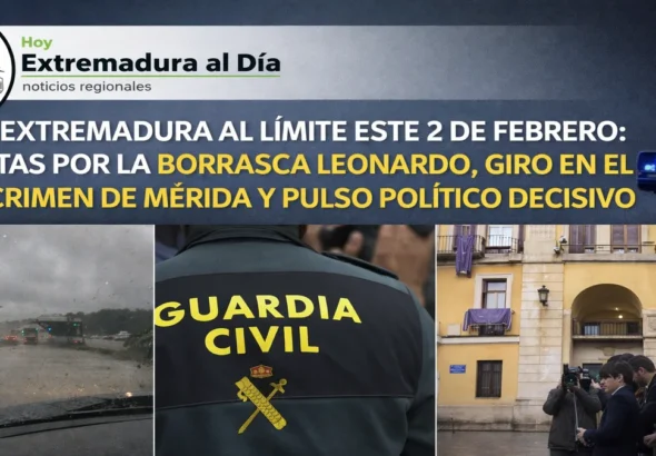 EXTREMADURA AL LÍMITE ESTE 2 DE FEBRERO: ALERTAS POR LA BORRASCA LEONARDO