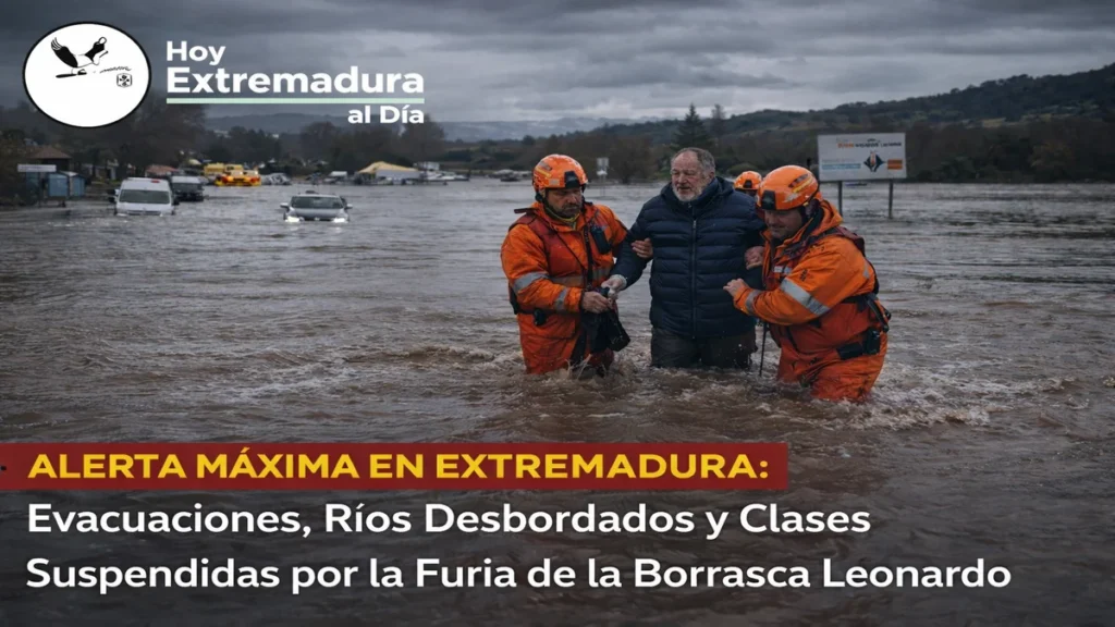 Alerta Máxima en Extremadura: Evacuaciones; Ríos Desbordados y Clases Suspendidas