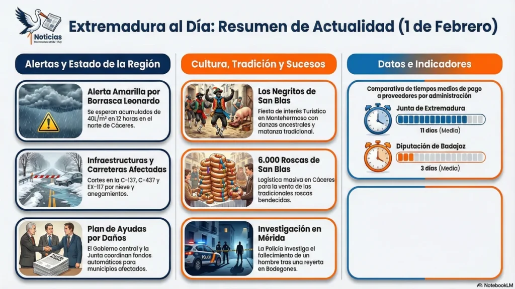 DOMINGO 1 DE FEBRERO: Tragedia en la sierra la llegada de ‘Leonardo’ y el fervor de San Blas en Extremadura
