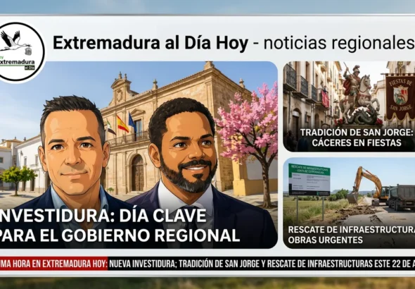 Última Hora en Extremadura Hoy: Nueva Investidura; Tradición de San Jorge y Rescate de Infraestructuras este 22 de Abril