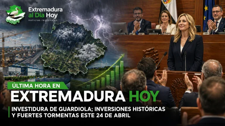 Última Hora en Extremadura Hoy: Investidura de Guardiola; Inversiones Históricas y Fuertes Tormentas este 24 de Abril