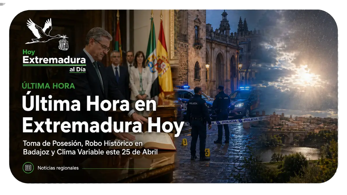 Última Hora en Extremadura Hoy: Toma de Posesión; Robo Histórico en Badajoz y Clima Variable este 25 de Abril