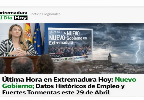 Última Hora en Extremadura Hoy: Nuevo Gobierno; Datos Históricos de Empleo y Fuertes Tormentas este 29 de Abril