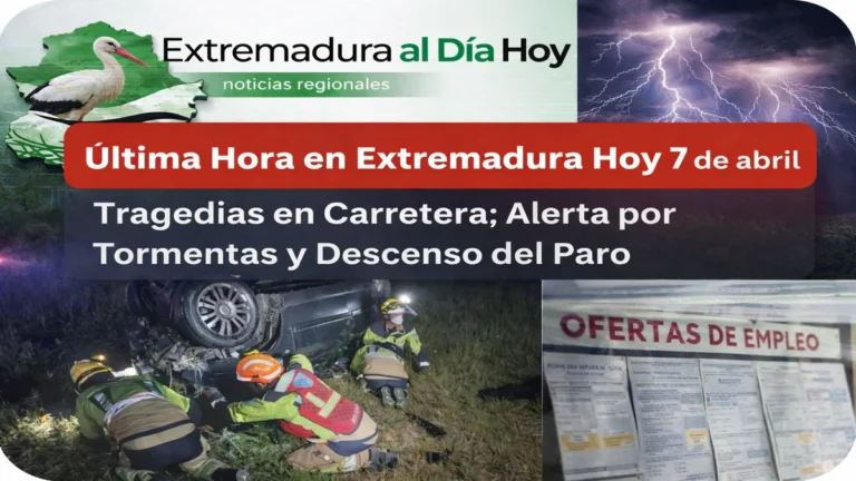 Última Hora en Extremadura Hoy 7 de abril: Tragedias en Carretera; Alerta por Tormentas y Descenso del Paro