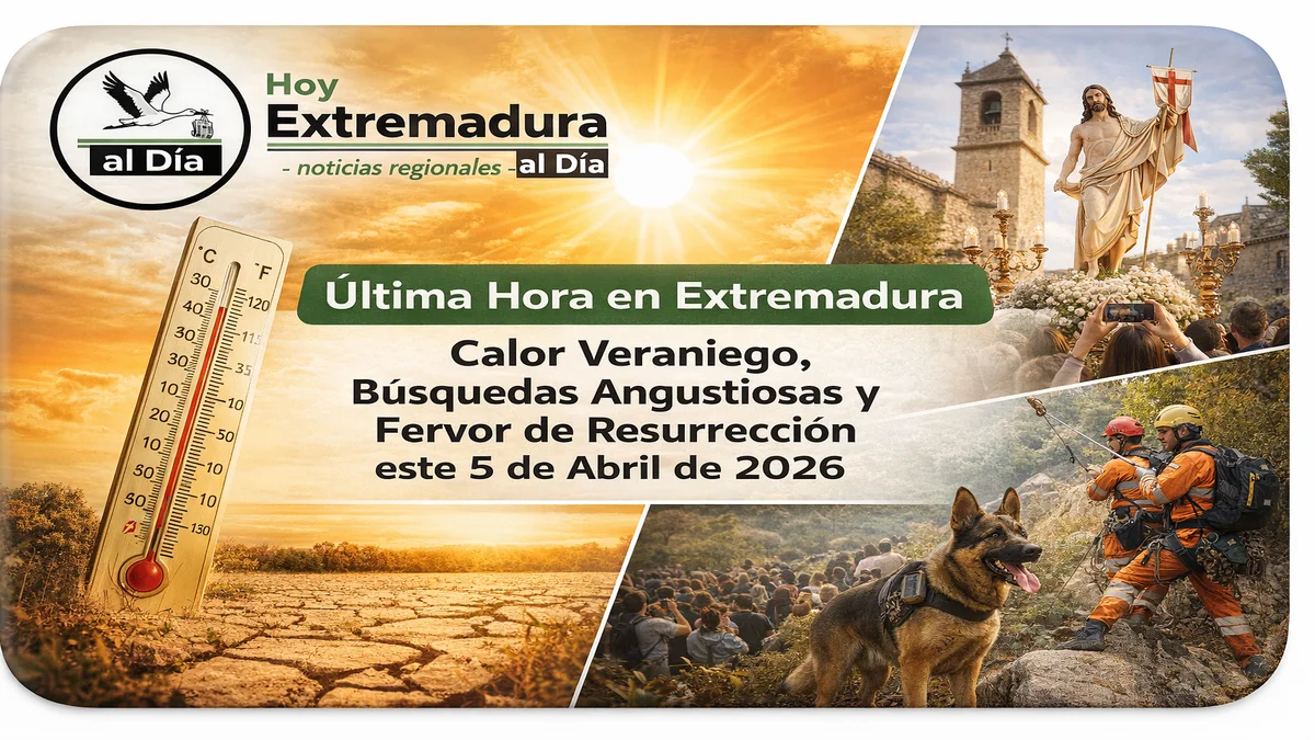 Última Hora en Extremadura: Calor Veraniego; Búsquedas Angustiosas y Fervor de Resurrección este 5 de Abril de 2026