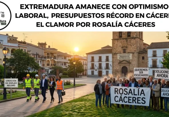 Extremadura amanece con optimismo laboral; presupuestos récord en Cáceres y el clamor por Rosalía Cáceres