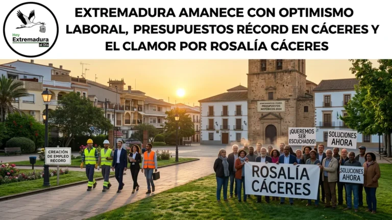 Extremadura amanece con optimismo laboral; presupuestos récord en Cáceres y el clamor por Rosalía Cáceres