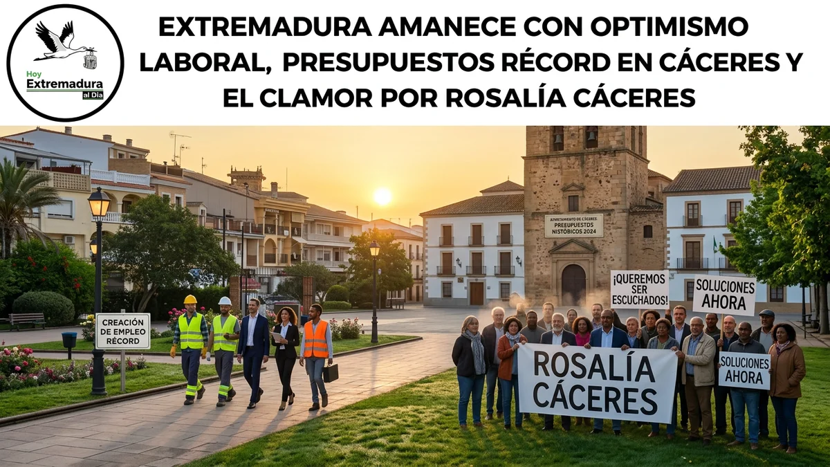 Extremadura amanece con optimismo laboral; presupuestos récord en Cáceres y el clamor por Rosalía Cáceres