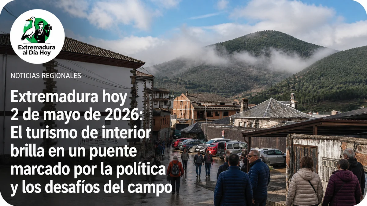 Extremadura hoy 2 de mayo de 2026: El turismo de interior brilla en un puente marcado por la política y los desafíos del campo