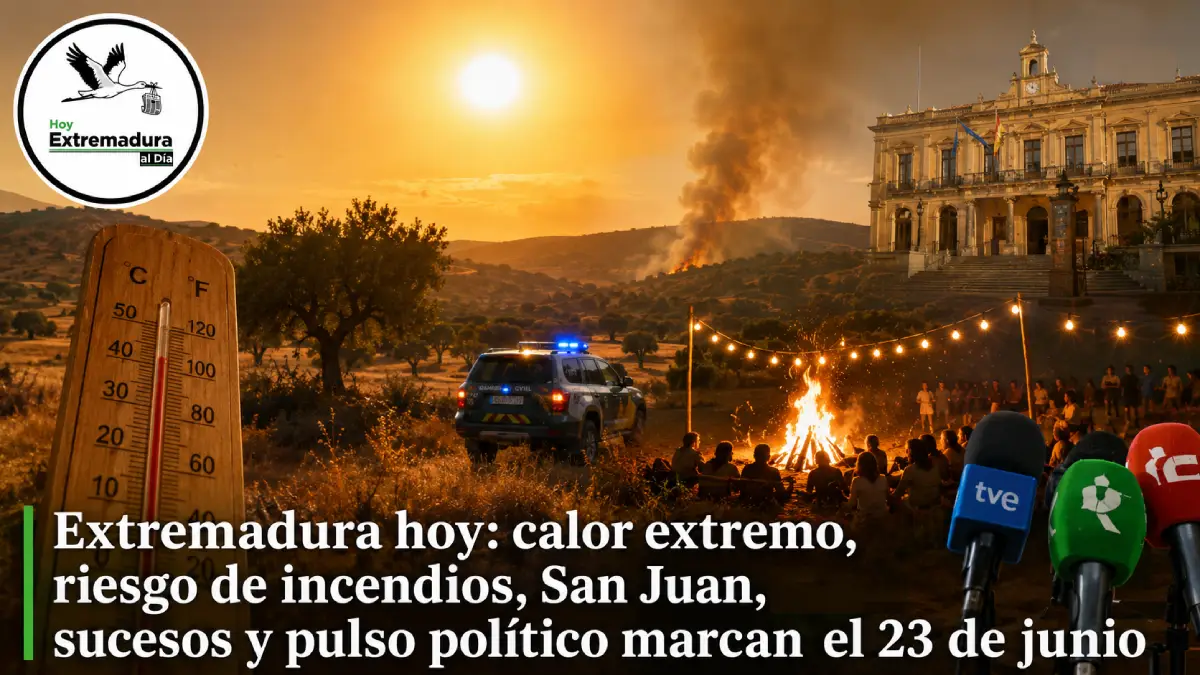 Extremadura hoy: calor extremo; sucesos y pulso político marcan el 23 de junio