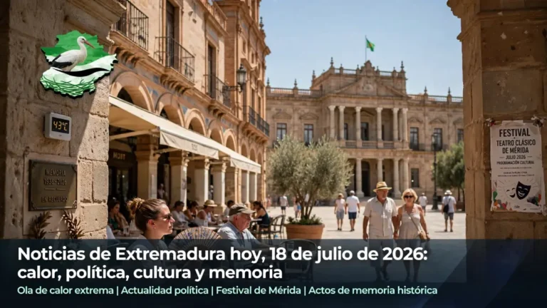 Noticias de Extremadura hoy 18 de julio de 2026: calor, política, cultura y memoria