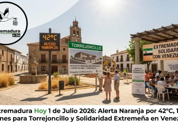 Extremadura Hoy 1 de Julio 2026: Alerta Naranja por 42°C, 12,3 Millones para Torrejoncillo y Solidaridad Extremeña en Venezuela