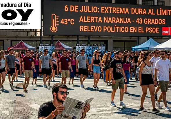Extremadura al límite este 6 de julio: alerta naranja por 43 grados y relevo político en el PSOE